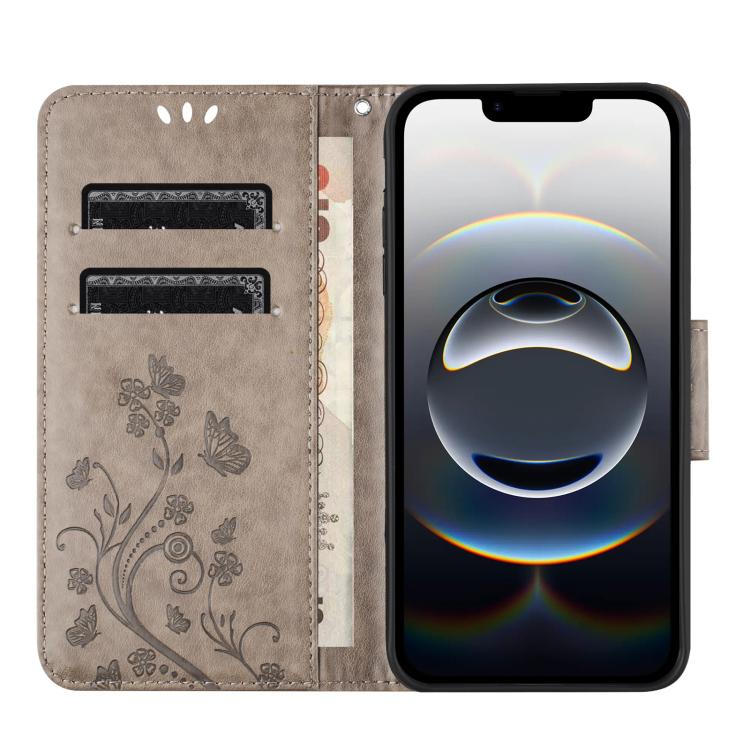 For iPhone 17e / 16e Butterfly Flower Pattern Flip Leather Phone Case