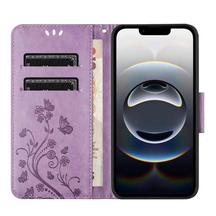 For iPhone 17e / 16e Butterfly Flower Pattern Flip Leather Phone Case