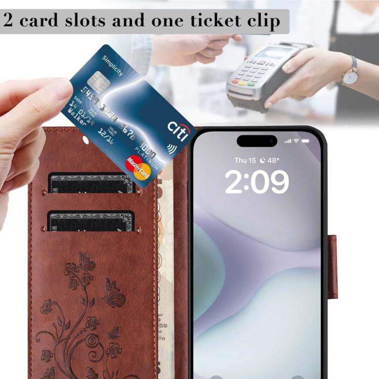 For iPhone 17 Butterfly Flower Pattern Flip Leather Phone Case
