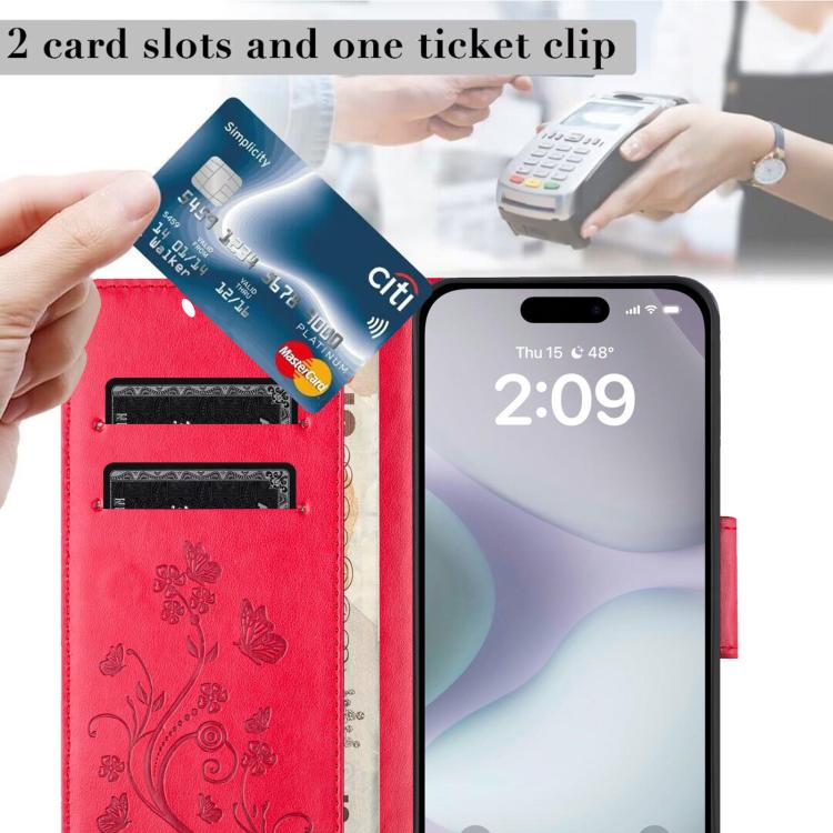 For iPhone 17 Butterfly Flower Pattern Flip Leather Phone Case