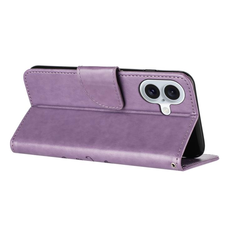 For iPhone 17 Butterfly Flower Pattern Flip Leather Phone Case
