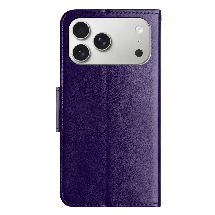For iPhone 17 Pro Butterfly Flower Pattern Flip Leather Phone Case