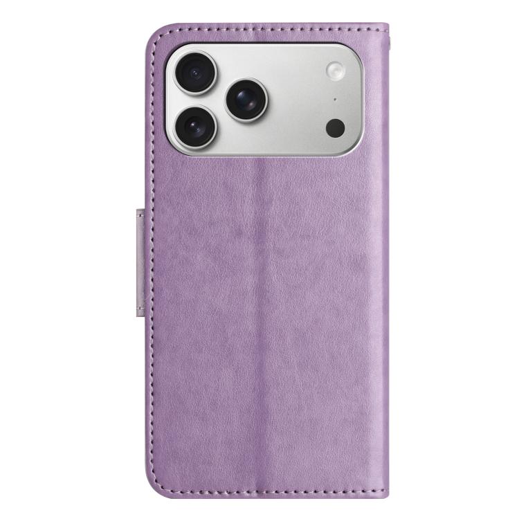 For iPhone 17 Pro Butterfly Flower Pattern Flip Leather Phone Case