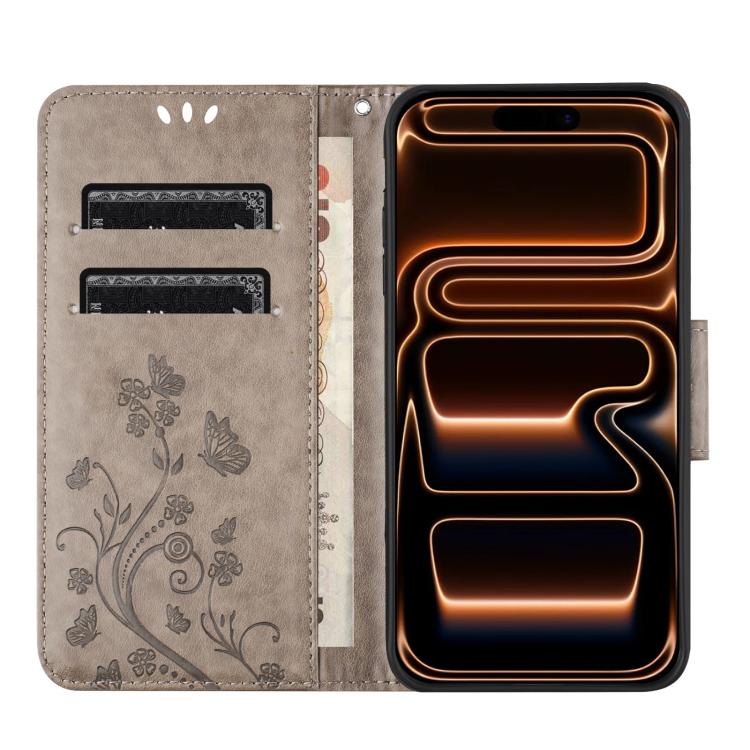 For iPhone 17 Pro Max Butterfly Flower Pattern Flip Leather Phone Case