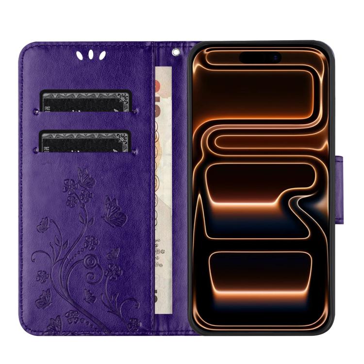 For iPhone 17 Pro Max Butterfly Flower Pattern Flip Leather Phone Case