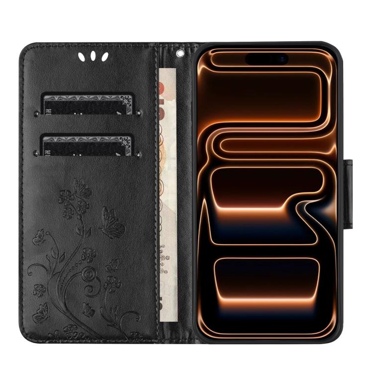 For iPhone 17 Pro Max Butterfly Flower Pattern Flip Leather Phone Case