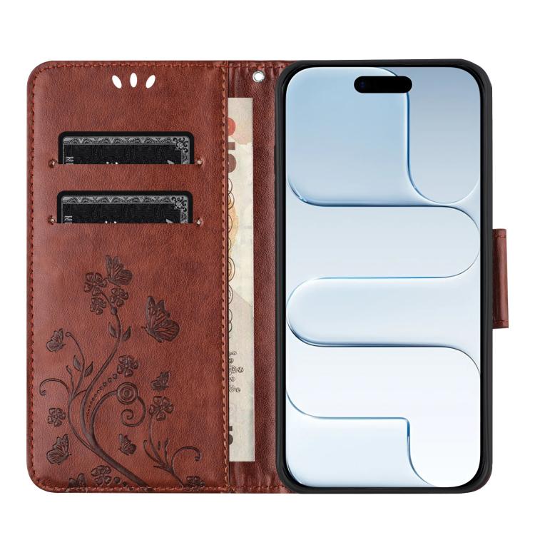 For iPhone Air Butterfly Flower Pattern Flip Leather Phone Case