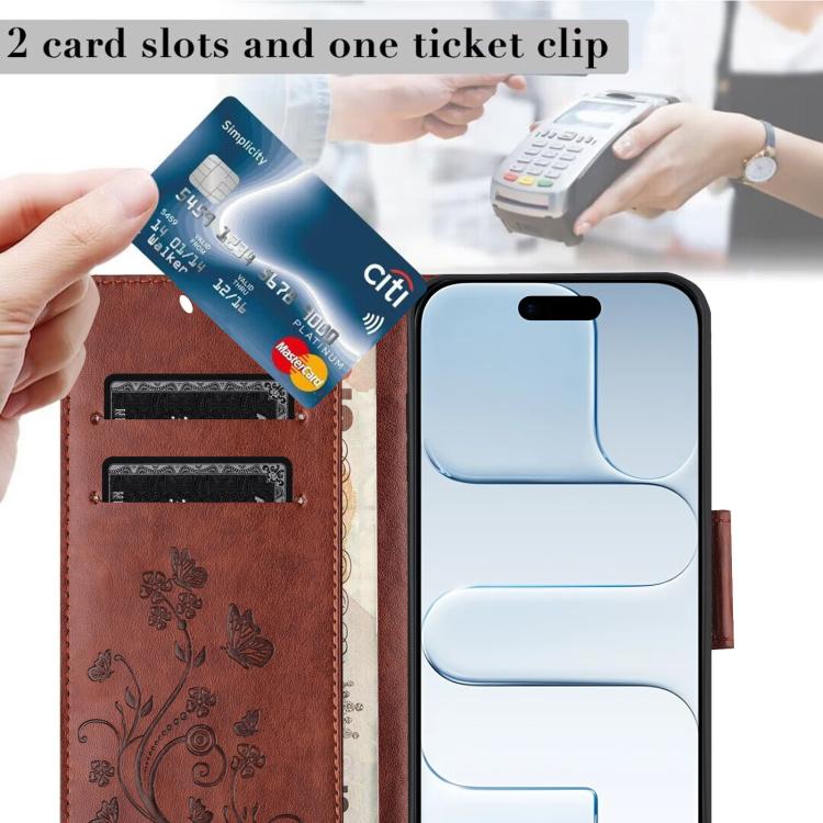For iPhone Air Butterfly Flower Pattern Flip Leather Phone Case
