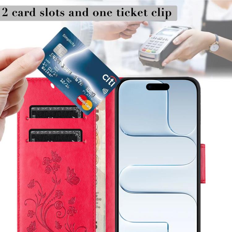 For iPhone Air Butterfly Flower Pattern Flip Leather Phone Case