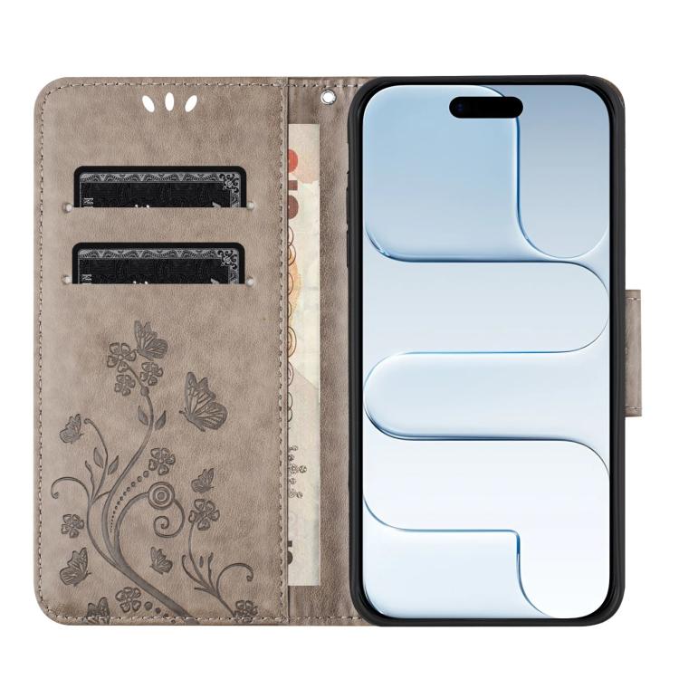 For iPhone Air Butterfly Flower Pattern Flip Leather Phone Case