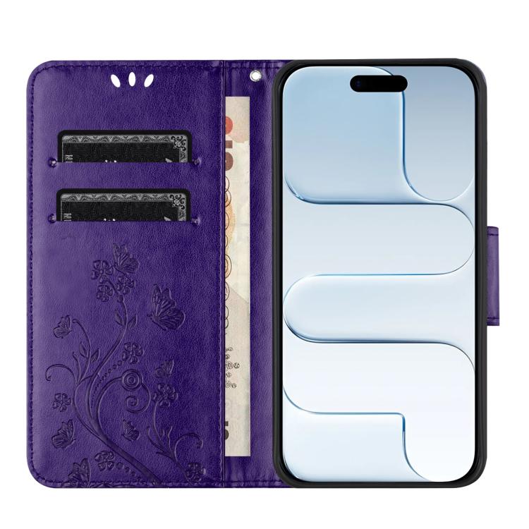 For iPhone Air Butterfly Flower Pattern Flip Leather Phone Case