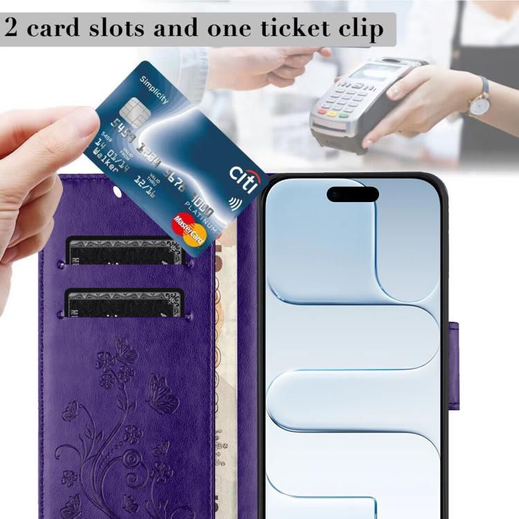 For iPhone Air Butterfly Flower Pattern Flip Leather Phone Case