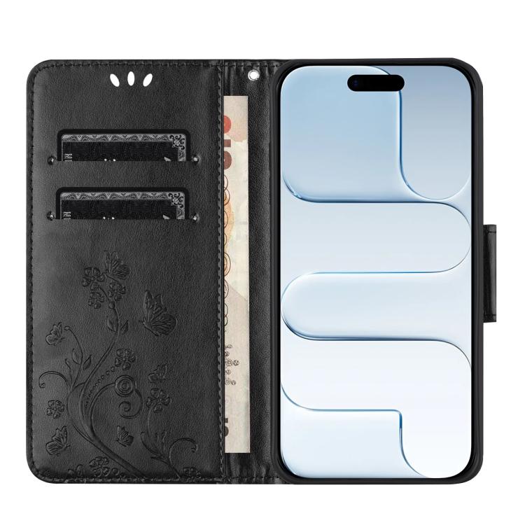 For iPhone Air Butterfly Flower Pattern Flip Leather Phone Case