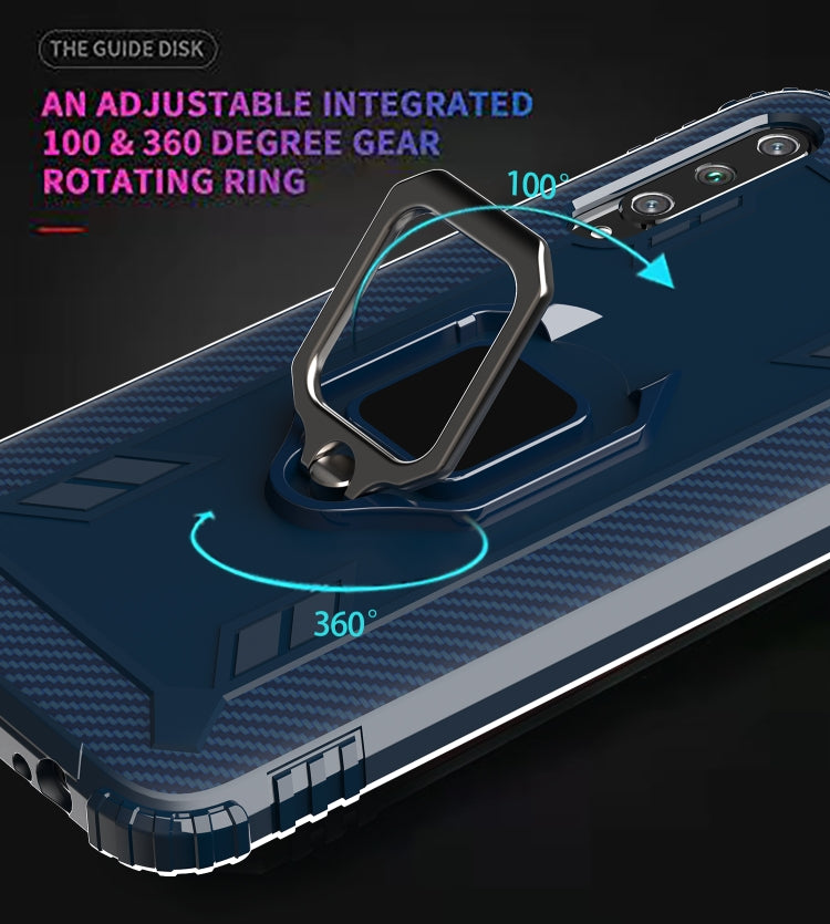 For Huawei P30 Carbon Fiber Protective Case with 360 Degree Rotating Ring Holder