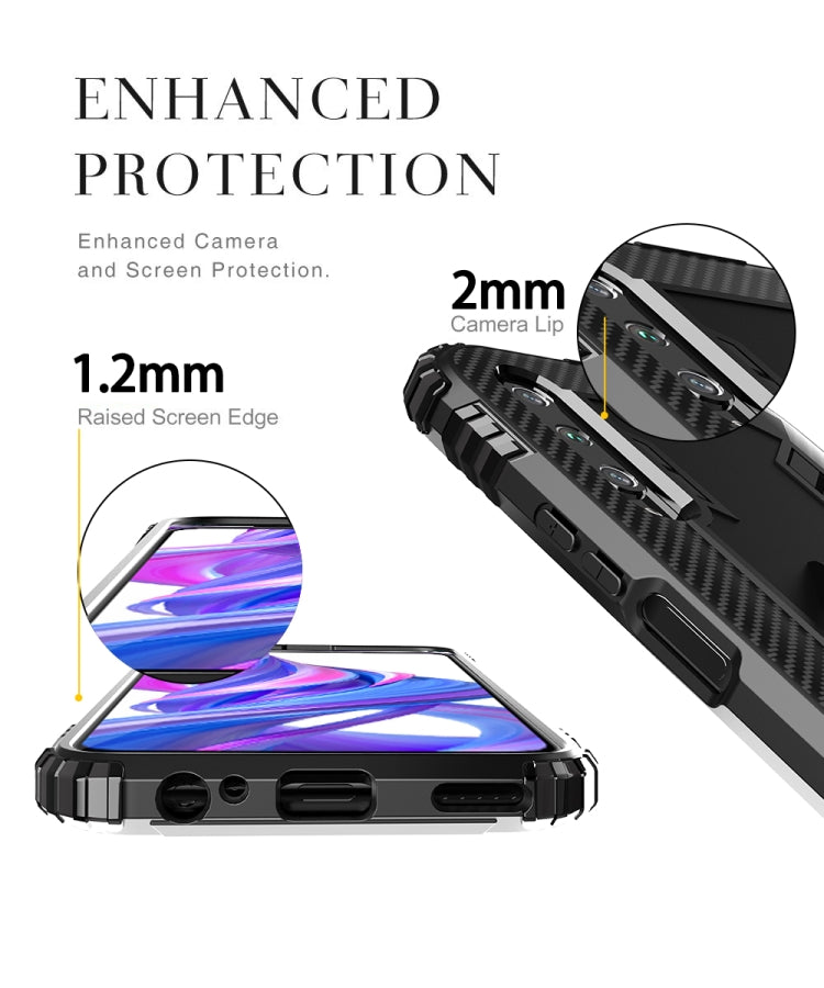 For Huawei P30 Carbon Fiber Protective Case with 360 Degree Rotating Ring Holder