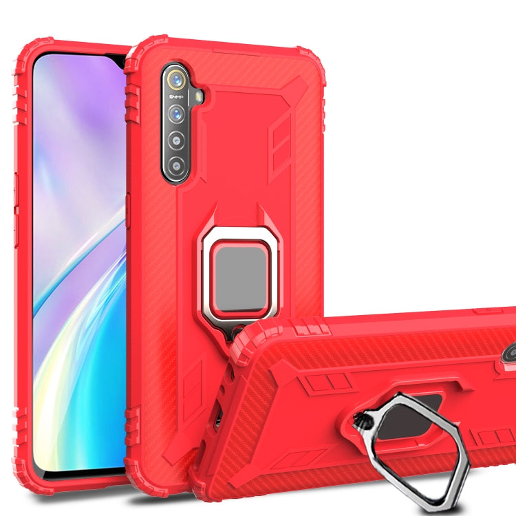 For Huawei P30 Pro Carbon Fiber Protective Case with 360 Degree Rotating Ring Holder