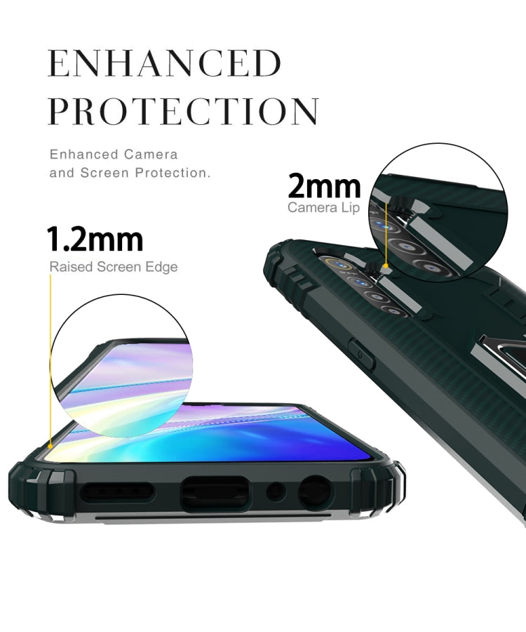 For Huawei P30 Pro Carbon Fiber Protective Case with 360 Degree Rotating Ring Holder