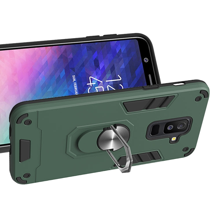For Samsung Galaxy A6+ (2018) 2 in 1 Armour Series PC + TPU Protective Case with Ring Holder
