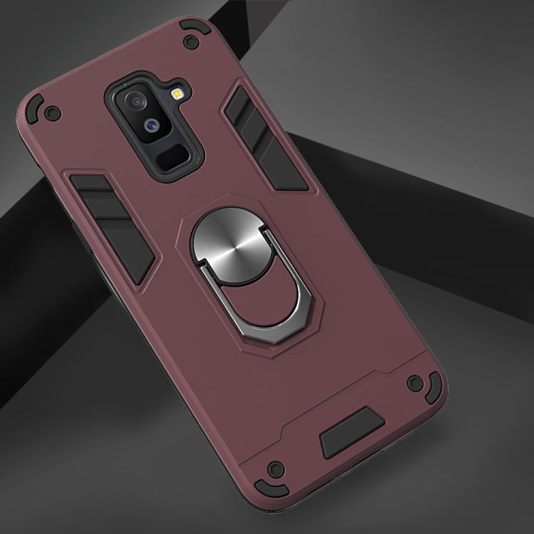 For Samsung Galaxy A6+ (2018) 2 in 1 Armour Series PC + TPU Protective Case with Ring Holder