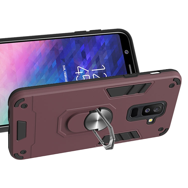 For Samsung Galaxy A6+ (2018) 2 in 1 Armour Series PC + TPU Protective Case with Ring Holder