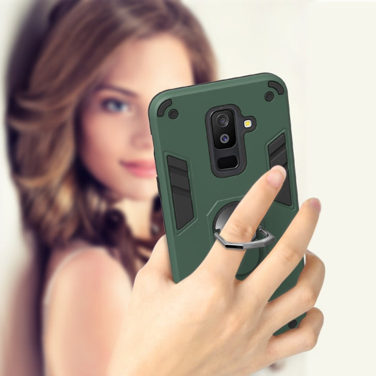 For Samsung Galaxy A6+ (2018) 2 in 1 Armour Series PC + TPU Protective Case with Ring Holder