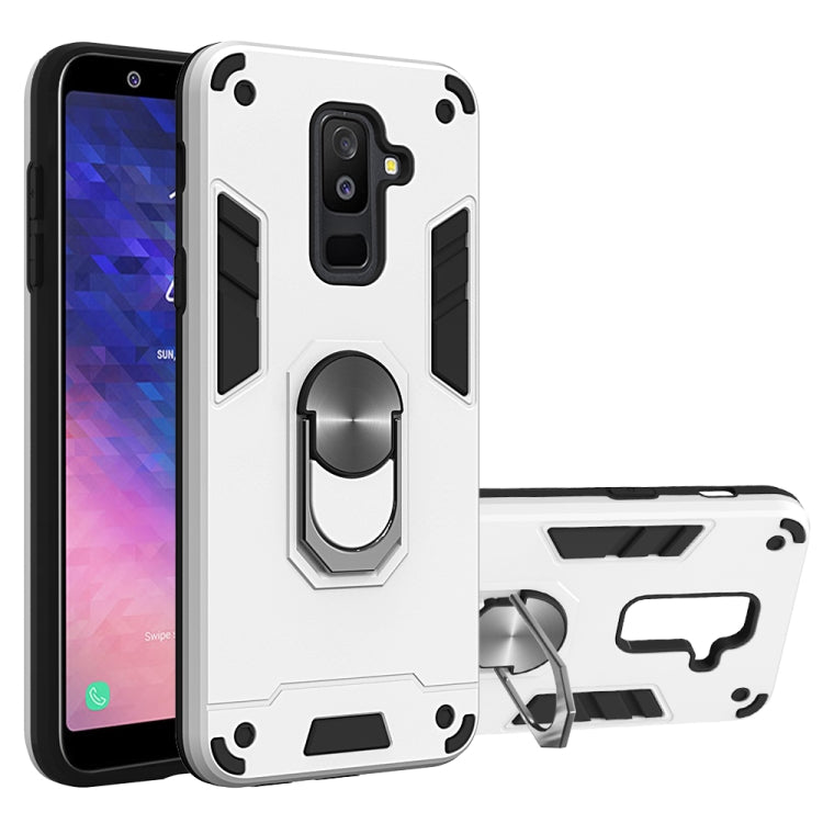 For Samsung Galaxy A6+ (2018) 2 in 1 Armour Series PC + TPU Protective Case with Ring Holder
