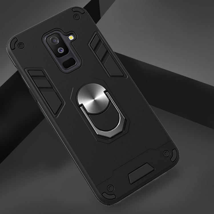 For Samsung Galaxy A6+ (2018) 2 in 1 Armour Series PC + TPU Protective Case with Ring Holder
