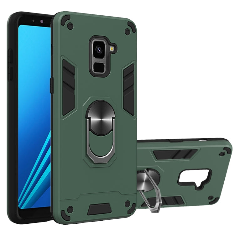 For Samsung Galaxy A8+ (2018) 2 in 1 Armour Series PC + TPU Protective Case with Ring Holder