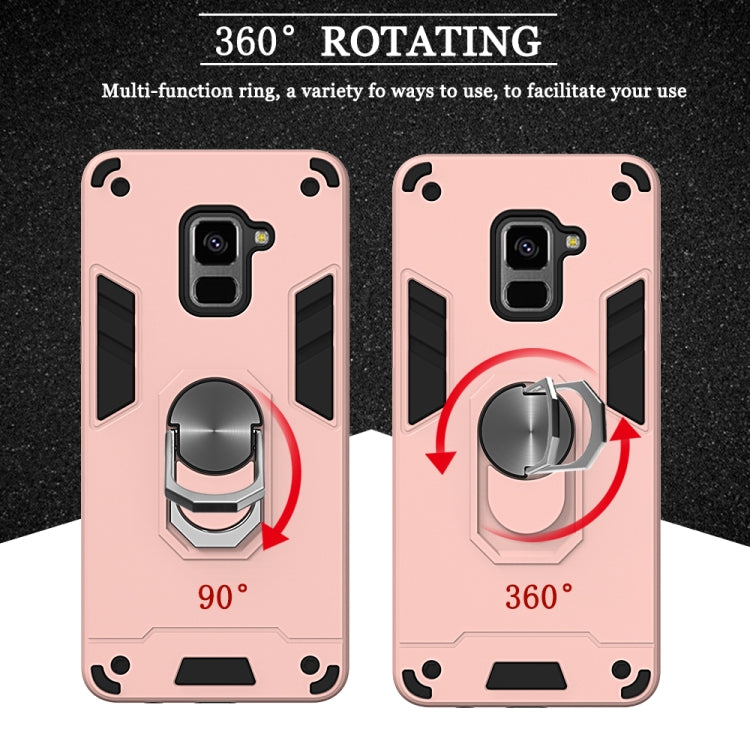 For Samsung Galaxy A8+ (2018) 2 in 1 Armour Series PC + TPU Protective Case with Ring Holder