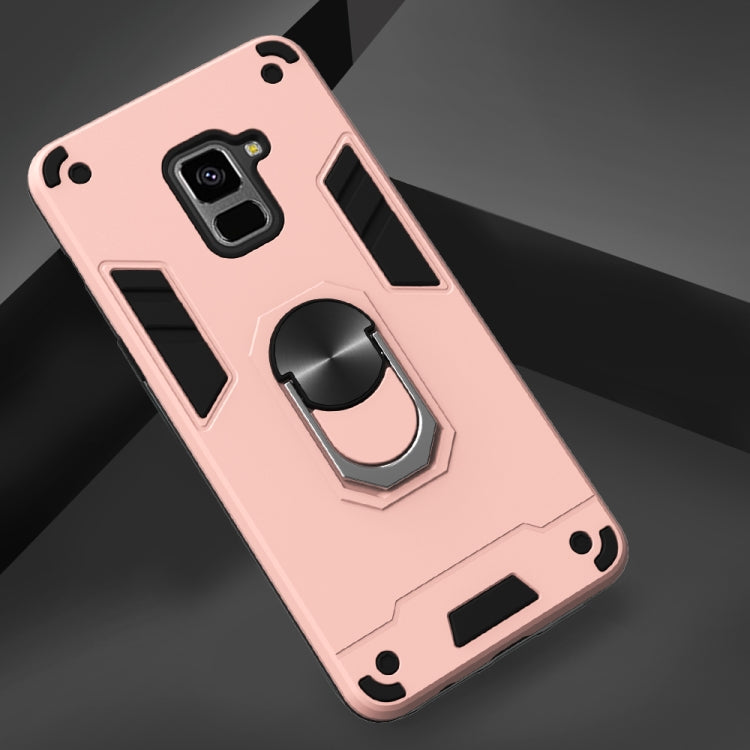 For Samsung Galaxy A8+ (2018) 2 in 1 Armour Series PC + TPU Protective Case with Ring Holder