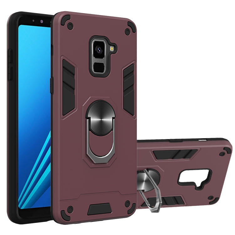 For Samsung Galaxy A8+ (2018) 2 in 1 Armour Series PC + TPU Protective Case with Ring Holder