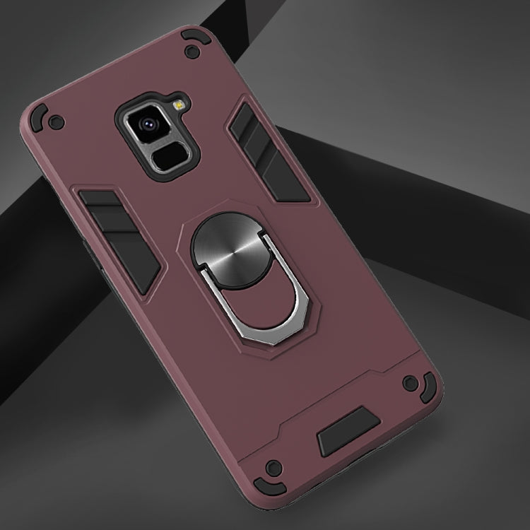 For Samsung Galaxy A8+ (2018) 2 in 1 Armour Series PC + TPU Protective Case with Ring Holder