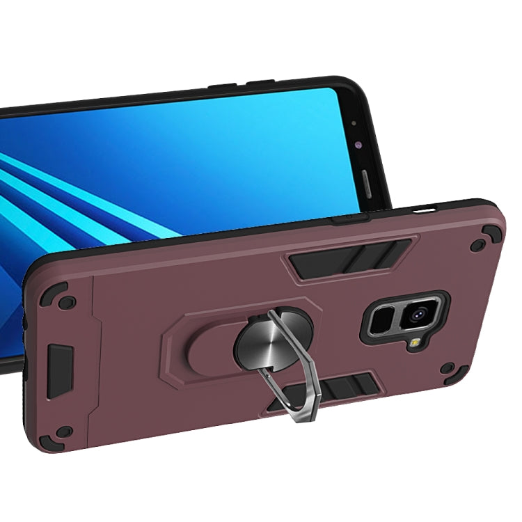 For Samsung Galaxy A8+ (2018) 2 in 1 Armour Series PC + TPU Protective Case with Ring Holder