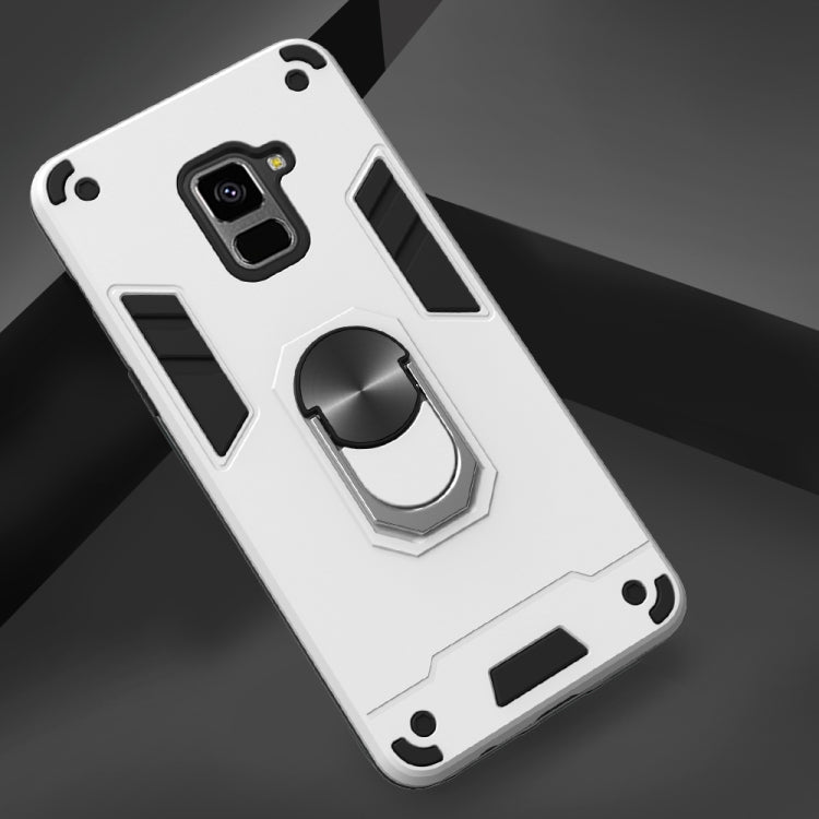 For Samsung Galaxy A8+ (2018) 2 in 1 Armour Series PC + TPU Protective Case with Ring Holder