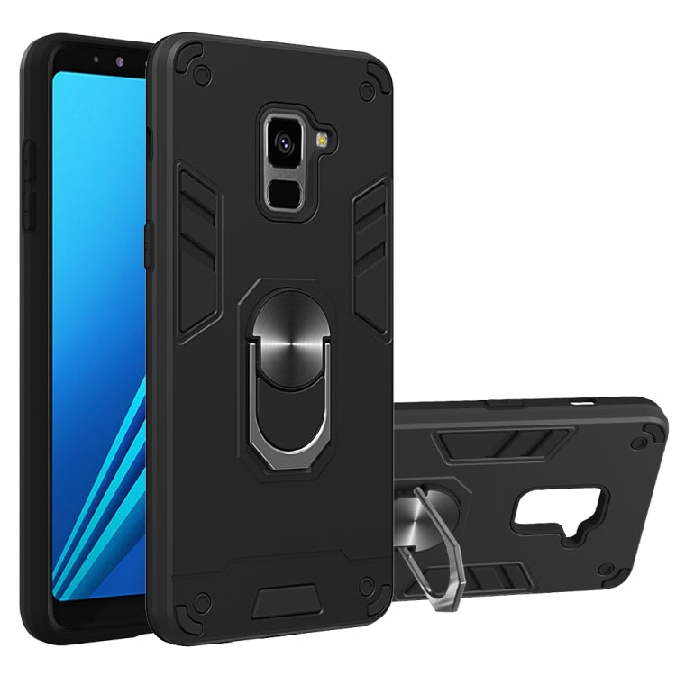 For Samsung Galaxy A8+ (2018) 2 in 1 Armour Series PC + TPU Protective Case with Ring Holder