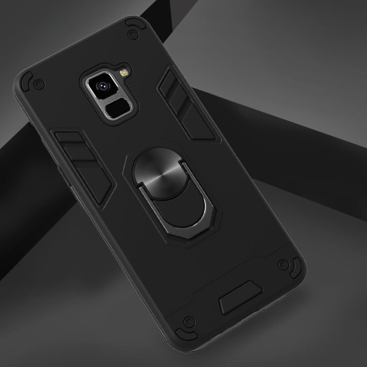 For Samsung Galaxy A8+ (2018) 2 in 1 Armour Series PC + TPU Protective Case with Ring Holder