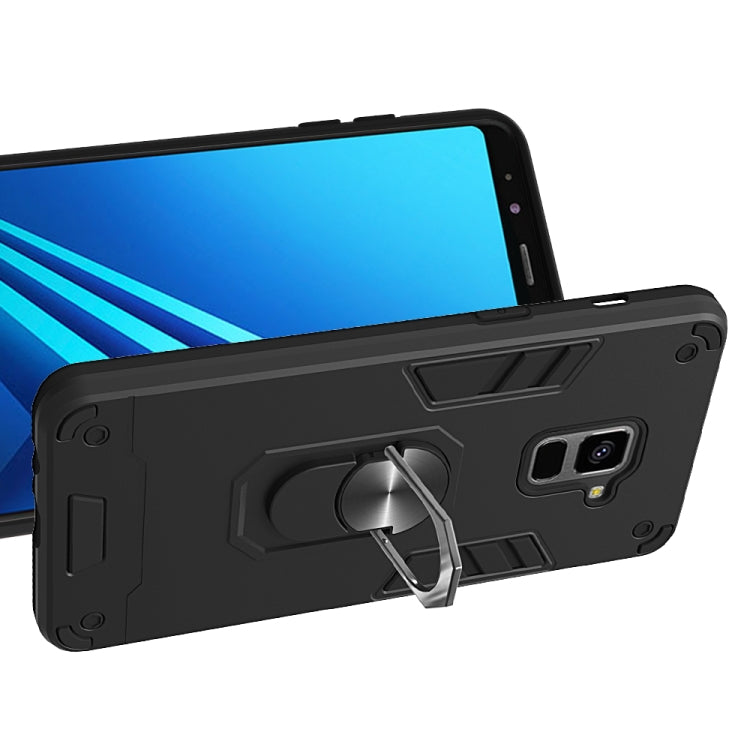 For Samsung Galaxy A8+ (2018) 2 in 1 Armour Series PC + TPU Protective Case with Ring Holder