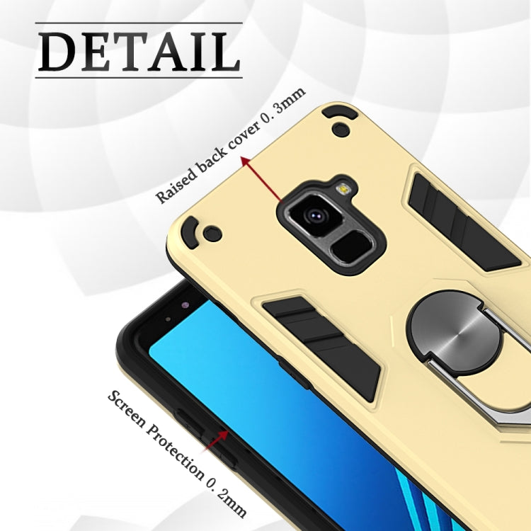 For Samsung Galaxy A8+ (2018) 2 in 1 Armour Series PC + TPU Protective Case with Ring Holder