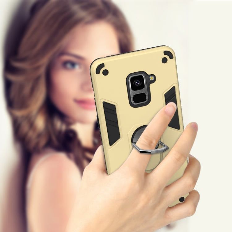 For Samsung Galaxy A8+ (2018) 2 in 1 Armour Series PC + TPU Protective Case with Ring Holder