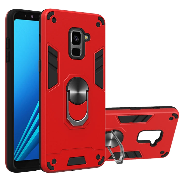 For Samsung Galaxy A8+ (2018) 2 in 1 Armour Series PC + TPU Protective Case with Ring Holder