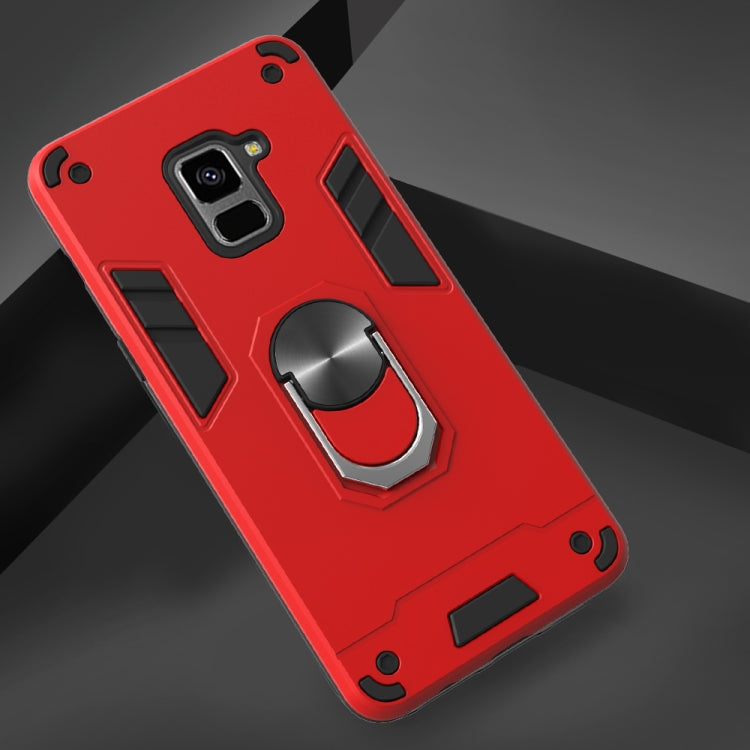 For Samsung Galaxy A8+ (2018) 2 in 1 Armour Series PC + TPU Protective Case with Ring Holder