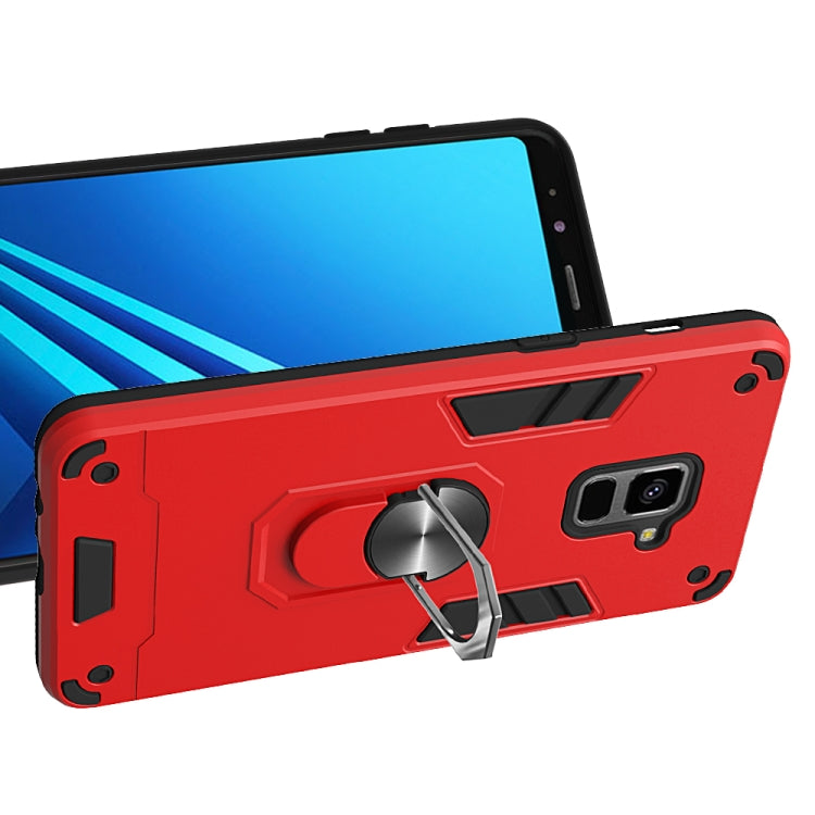 For Samsung Galaxy A8+ (2018) 2 in 1 Armour Series PC + TPU Protective Case with Ring Holder
