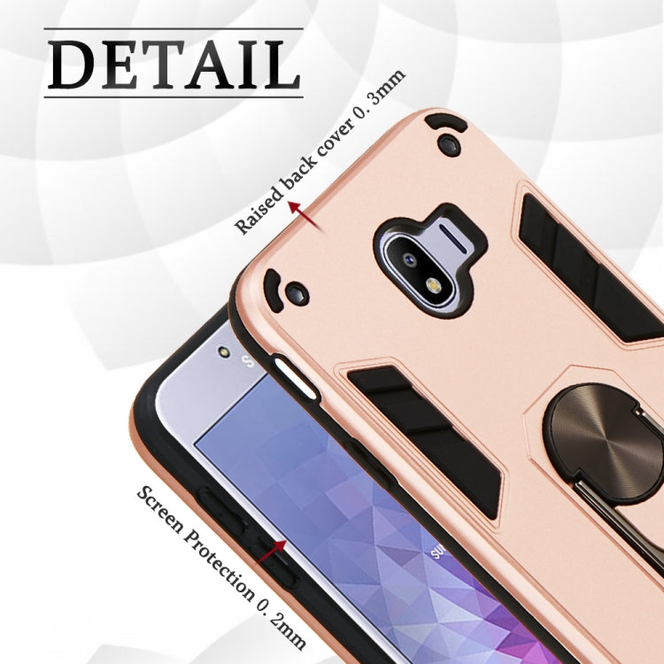 For Samsung Galaxy J4 (2018) 2 in 1 Armour Series PC + TPU Protective Case with Ring Holder