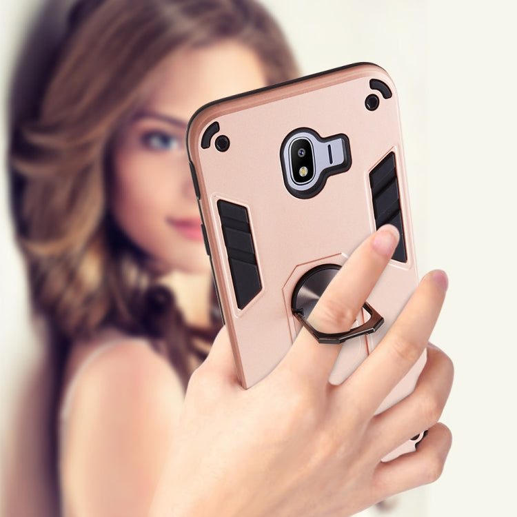 For Samsung Galaxy J4 (2018) 2 in 1 Armour Series PC + TPU Protective Case with Ring Holder