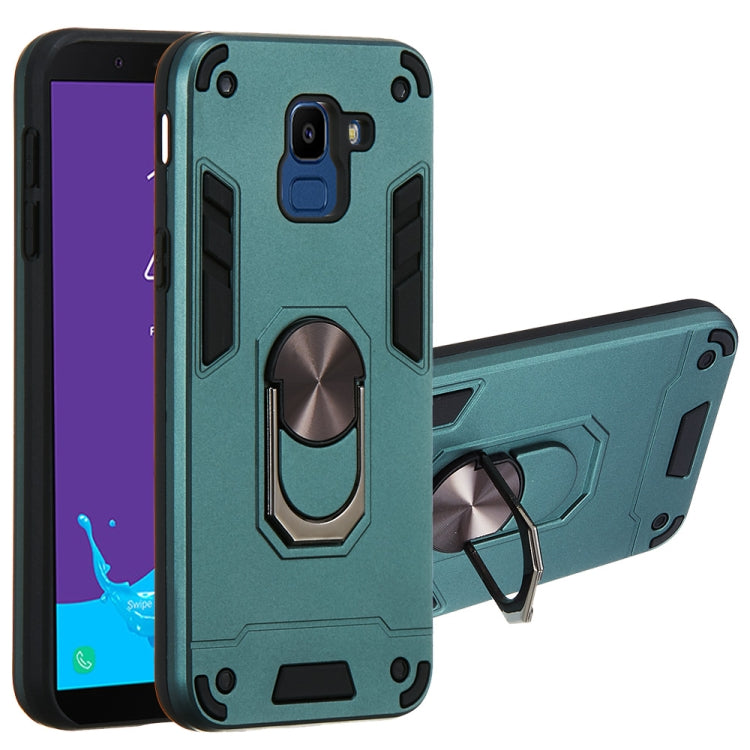 For Samsung Galaxy J6 (2018) 2 in 1 Armour Series PC + TPU Protective Case with Ring Holder