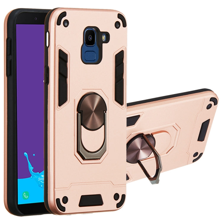 For Samsung Galaxy J6 (2018) 2 in 1 Armour Series PC + TPU Protective Case with Ring Holder