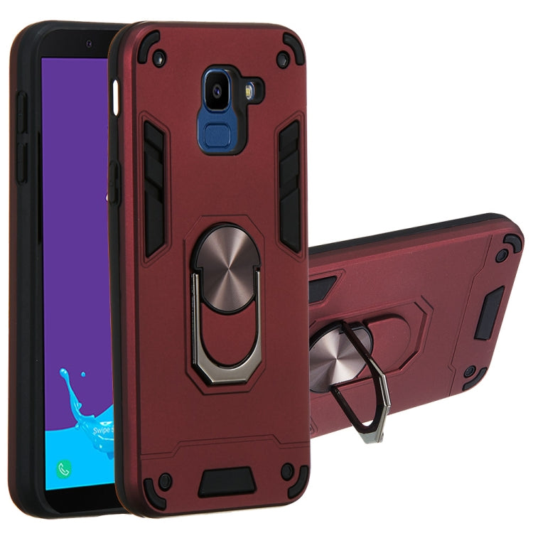 For Samsung Galaxy J6 (2018) 2 in 1 Armour Series PC + TPU Protective Case with Ring Holder