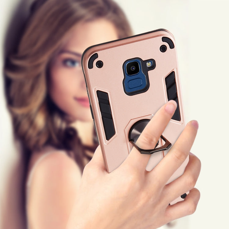 For Samsung Galaxy J6 (2018) 2 in 1 Armour Series PC + TPU Protective Case with Ring Holder