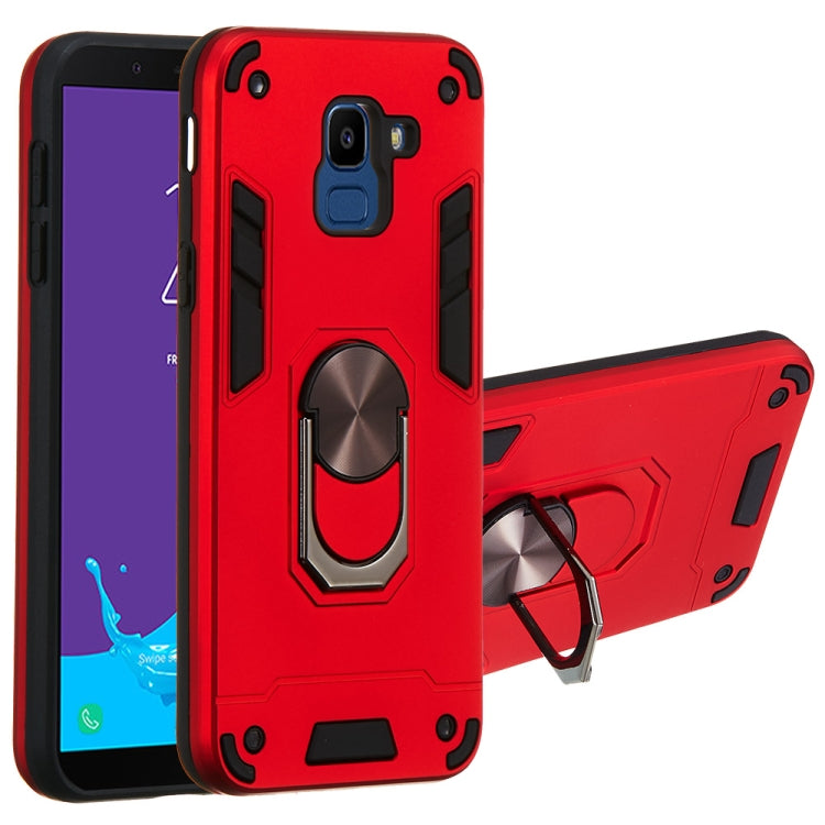 For Samsung Galaxy J6 (2018) 2 in 1 Armour Series PC + TPU Protective Case with Ring Holder