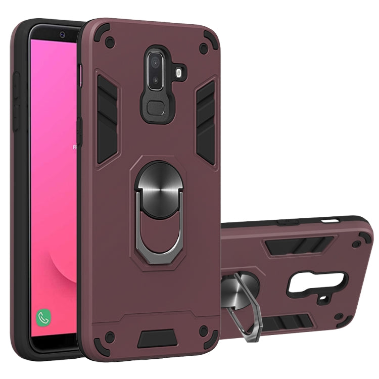 For Samsung Galaxy J8 (2018) 2 in 1 Armour Series PC + TPU Protective Case with Ring Holder